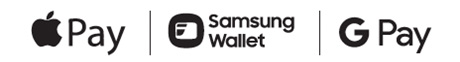 Apple Pay, Samsung Pay or Google Pay logos